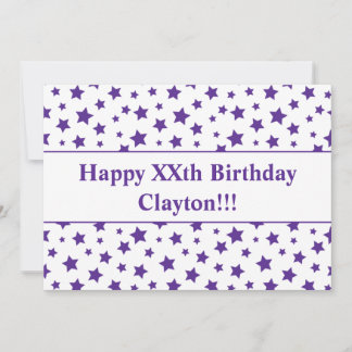 Lila Sterne mit Botschaft zum Geburtstag Einladung