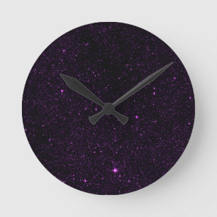 Lila Sterne Runde Wanduhr