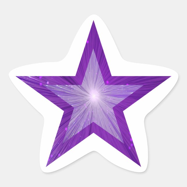 Lila Sternenaufkleber in weißer Form Stern-Aufkleber (Vorderseite)