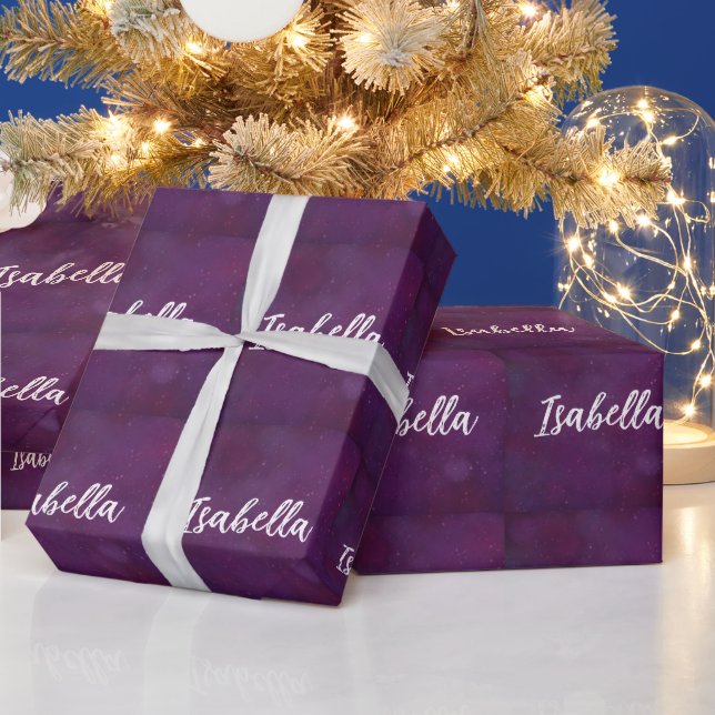 Lila Sternenhimmel Geschenkpapier (Feiertage)