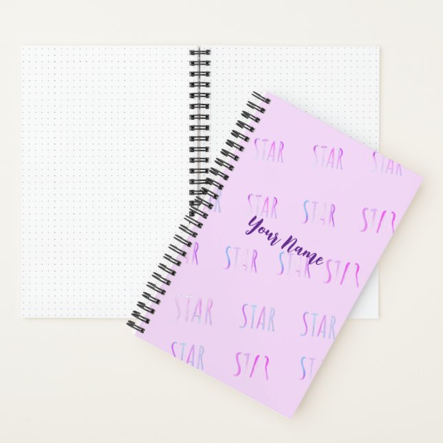 lila-Sternenminimalistisches Spiralnotebook Notizbuch (Innen)
