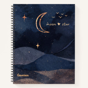 Lila Sternennachts-Galaxie-Mond personalisiert Notizbuch