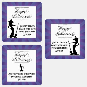 Lila Sternexplosion Hexe Halloween Etiketten