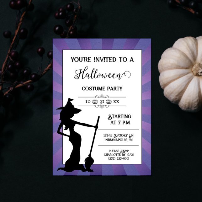Lila Sternexplosion Rotzunge Halloween-Party Einla Einladung (Purple Starburst Witch Halloween Party Invite)