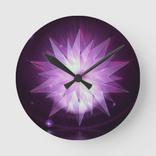 Lila Sternexplosion Runde Wanduhr