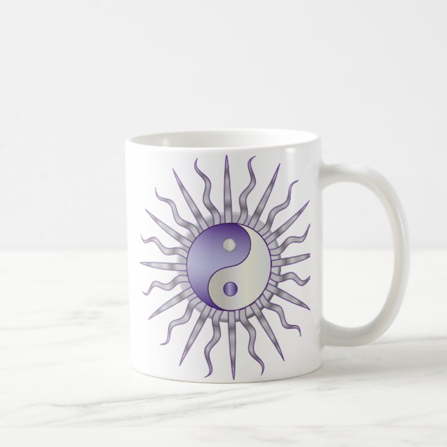 Lila Sternexplosion Yin Yang Kaffeetasse (Rechts)