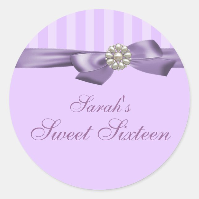 Lila Sticker für Bow Sweet 16 Umschlag (Vorderseite)