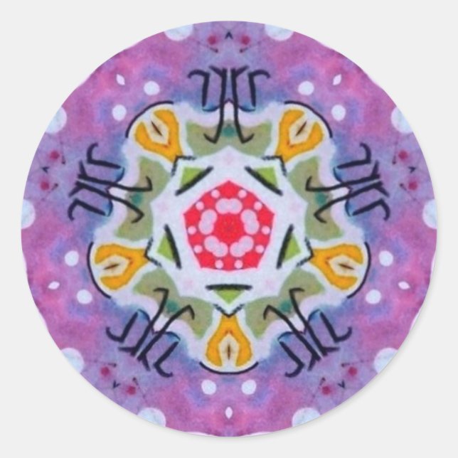 Lila Sticker für Sacred Geometry Zodiac Fraktal (Vorderseite)