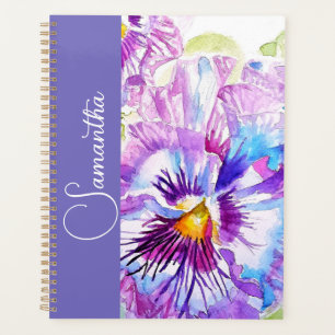 Lila Stiefmütterchen Aquarell Blumen Mädchen Name Planer