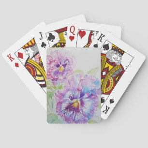 Lila Stiefmütterchen Aquarell Blumen Spielkarten S
