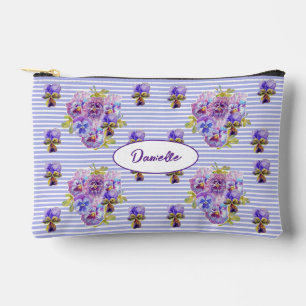 Lila Stiefmütterchen-Blume Floral Shabby Wasserfar Zubehörtasche