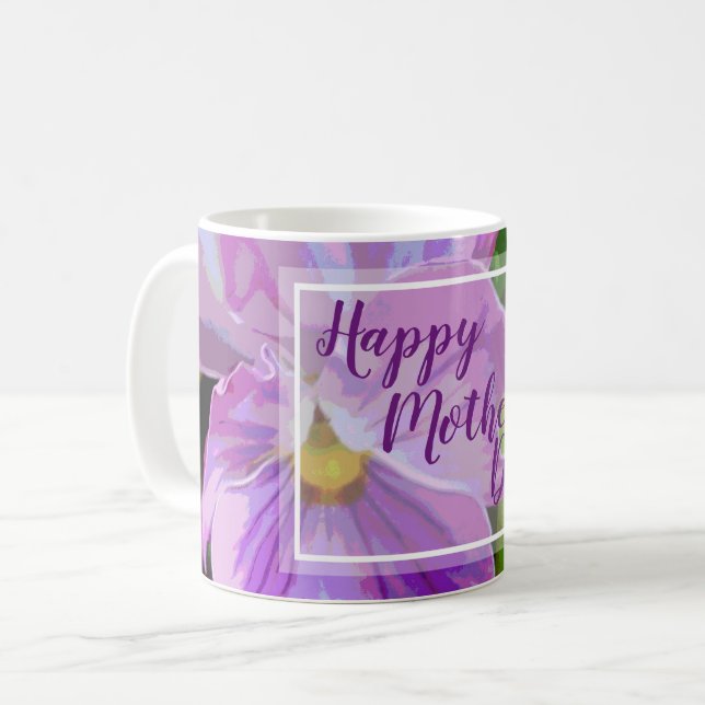 Lila Stiefmütterchen-Blume Kaffeetasse (Vorderseite Links)