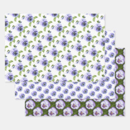 Lila Stiefmütterchen Botanische Blumenpracht Geschenkpapier Set