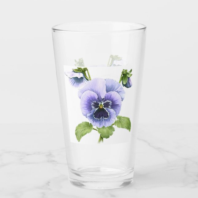 Lila Stiefmütterchen Botanische Kunst Glas (Vorderseite)