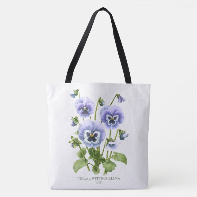 Lila Stiefmütterchen Botanische Kunst individuell  Tasche (Vorderseite)