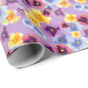 Lila Stiefmütterchen Elegante Aquarell Boho Violet Geschenkpapier