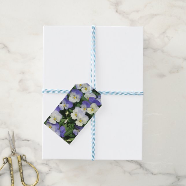 Lila Stiefmütterchen Garten Blumen Geschenkanhänger (Mit Garn)