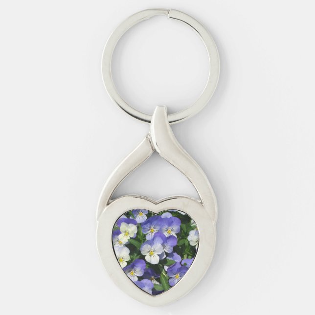 Lila Stiefmütterchen Garten Blumen Schlüsselanhänger (Vorderseite)