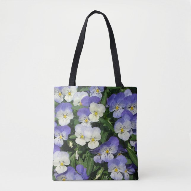 Lila Stiefmütterchen Garten Blumen Tasche (Vorderseite)