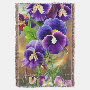 Lila Stiefmütterchen - KI ART Decke