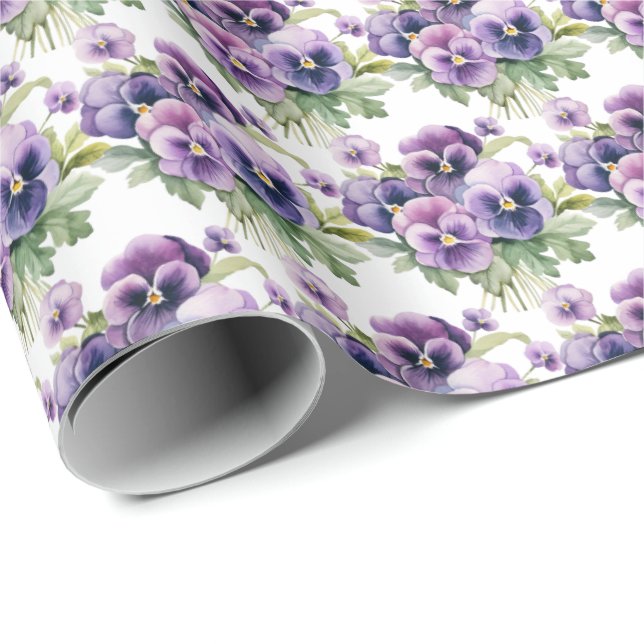 Lila Stiefmütterchen Pansy Geschenkpapier (Rolleneckpunkt)