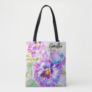 Lila Stiefmütterchen Stiefmütterchen Aquarell Kuns Tasche
