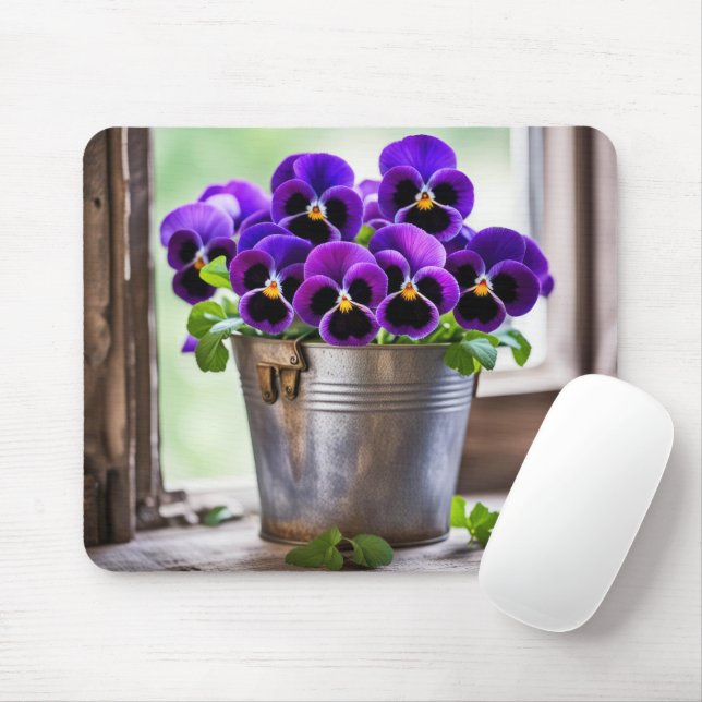 Lila Stiefmütterchen-Sträußchen Mousepad (Mit Mouse)