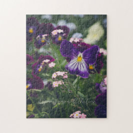 Lila Stiefmütterchen und rosa Vergessenmernots