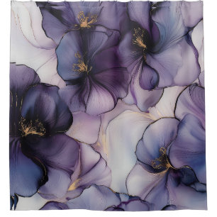 Lila Stiefmütterchen Violetten Wasserfarben Duschvorhang