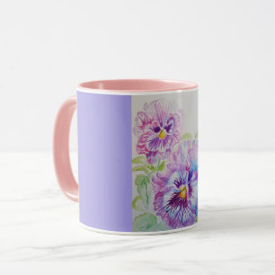 Lila Stiefmütterchen Wasserfarben-Malerei-Tasse pi Tasse