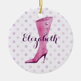 Lila Stiletto-Ferse Stiefel personalisiert Keramik Ornament
