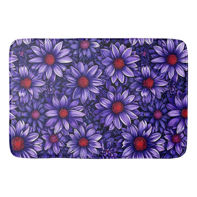 Lila stilisierte Blume Badematte (Vorderseite)