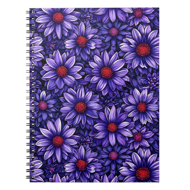 Lila stilisierte Blume Notizblock (Vorderseite)