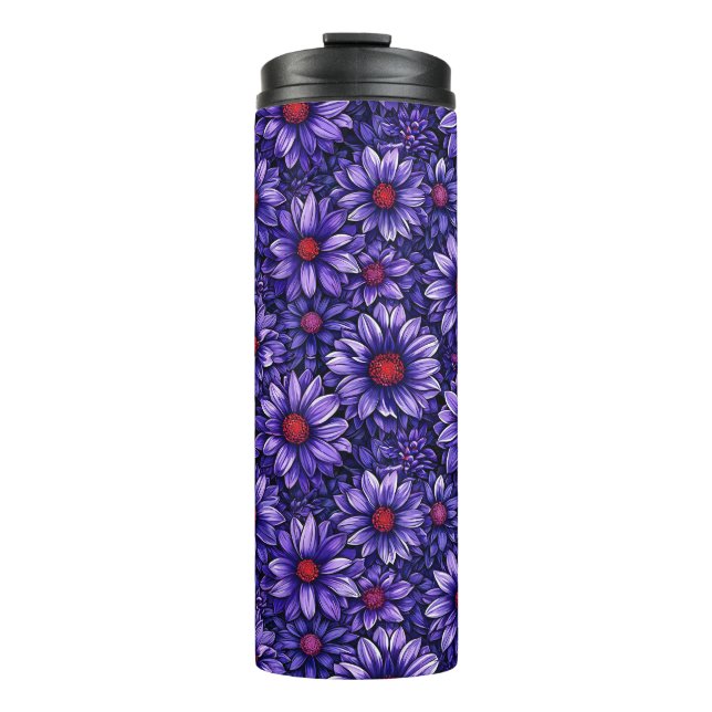 Lila stilisierte Blume Thermosbecher (Vorderseite)