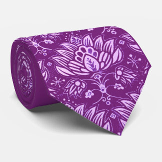 lila stilisierter Blumenprint Krawatte