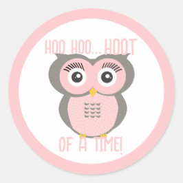 Lila stilisiertes geometrisches Owl Runder Aufkleber