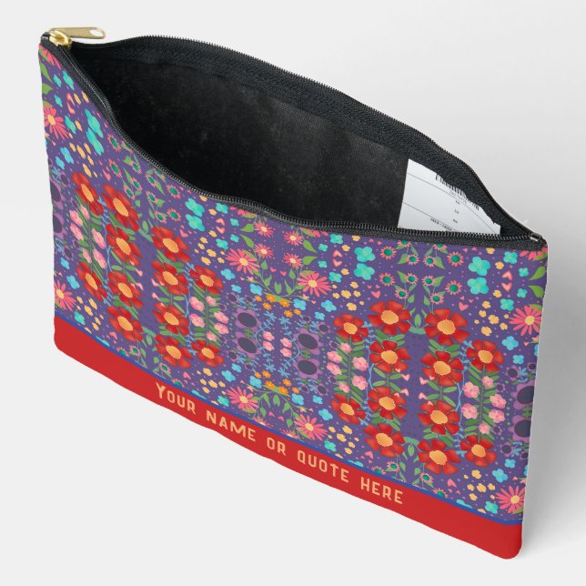Lila, stilvolle Floral Muster - kundenspezifische  Zubehörtasche (Offen)