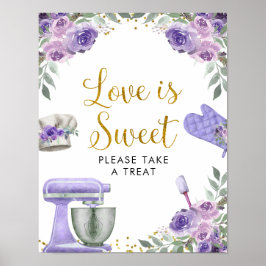 Lila Stock die Küche Liebe ist süß Poster