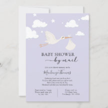 Lila Stork Baby-Dusche per Mail