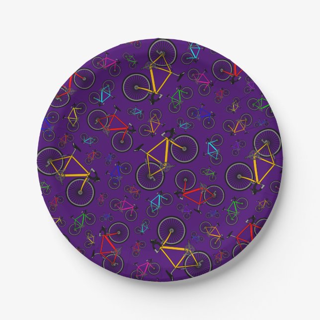Lila Straßenräder Pappteller (Vorderseite)