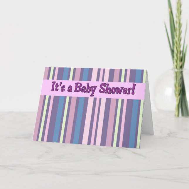 Lila Streifen-Baby-Duschen-Einladungen Einladung (Vorderseite)
