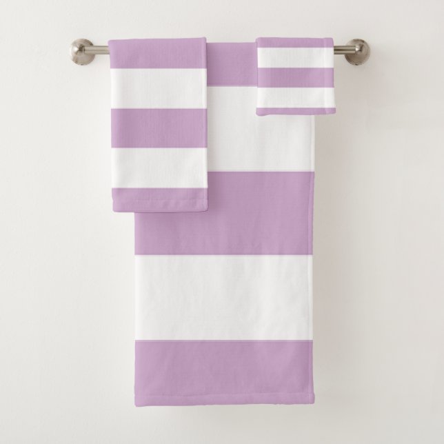 Lila Streifen Badhandtuch Set (Insitu)