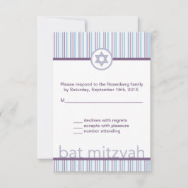 Lila Streifen Bat Mitzvah UAWG Repcard RSVP Karte