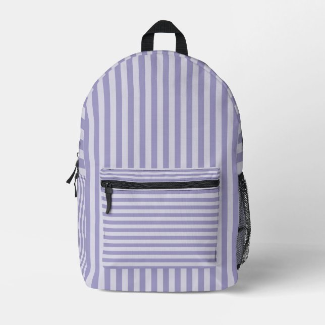 Lila Streifen Bedruckter Rucksack (Vorderseite)