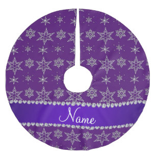 Lila Streifen der lila silbernen Schneeflocken des Polyester Weihnachtsbaumdecke
