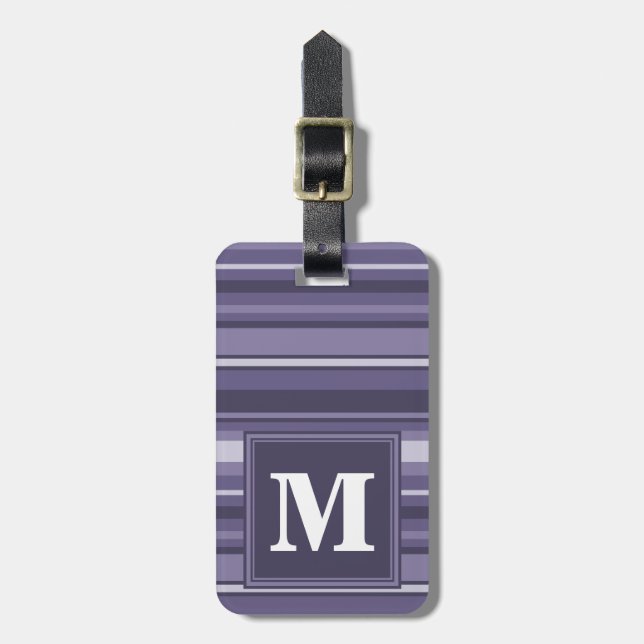 Lila Streifen für Monogramm-Härte Gepäckanhänger (Vorderseite vertikal)