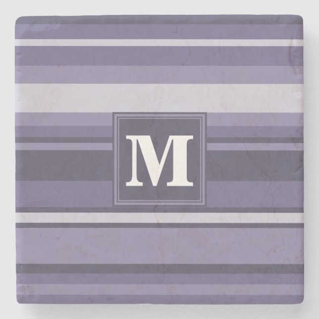 Lila Streifen für Monogramm-Härte Steinuntersetzer (Vorderseite)