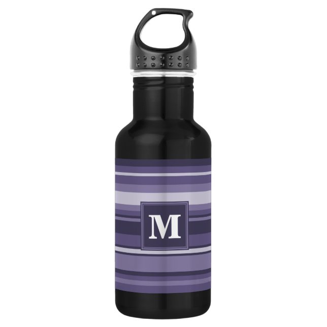 Lila Streifen für Monogramm-Härte Trinkflasche (Vorderseite)