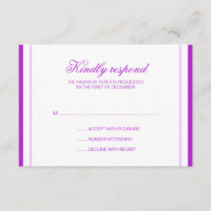 Lila Streifen Hochzeitskarte RSVP Karte