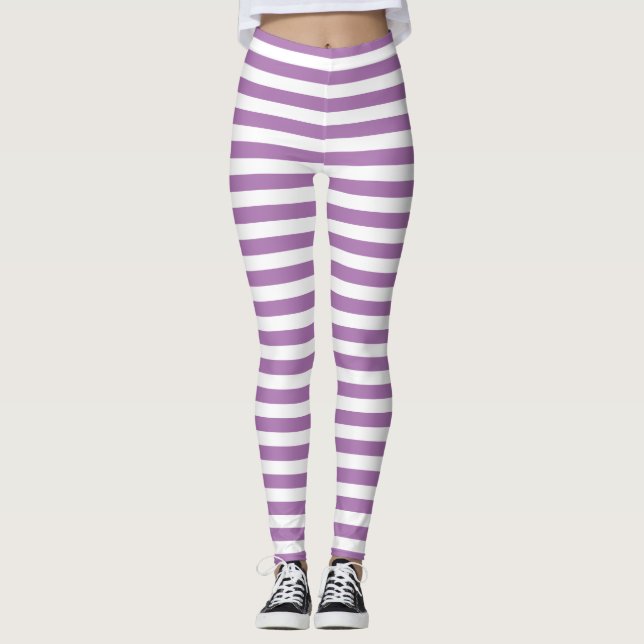 Lila Streifen Leggings (Vorderseite)